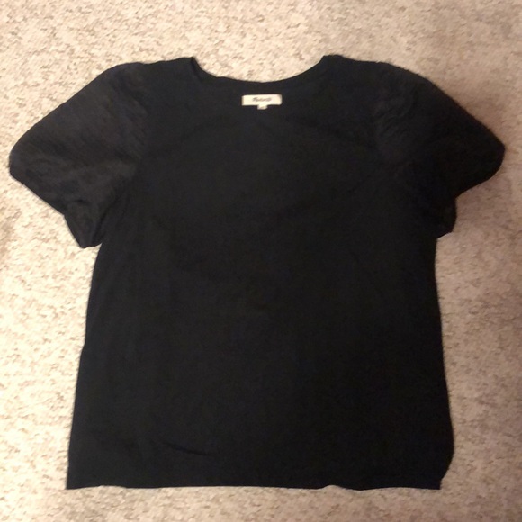 Madewell Black Striped Sheer-Sleeve Knit Top - Picture 5 of 6